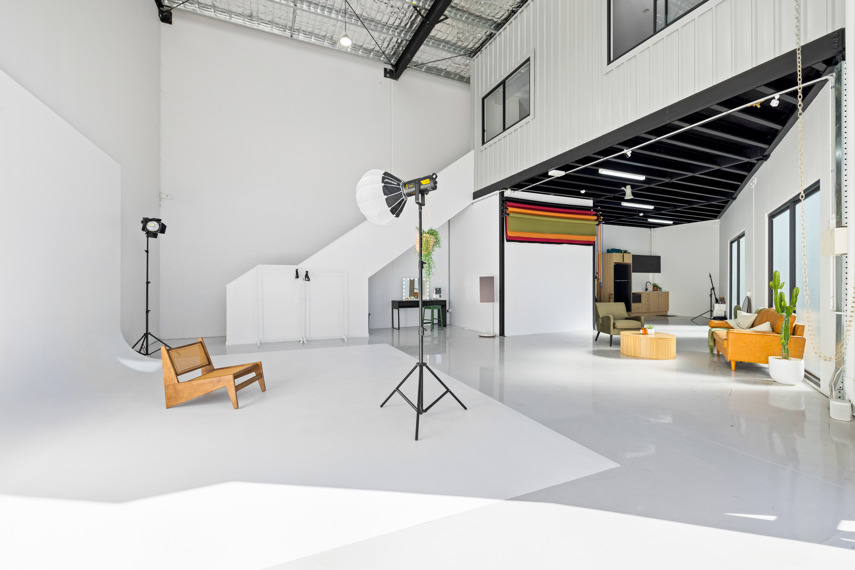 Studio wide view with roller door open